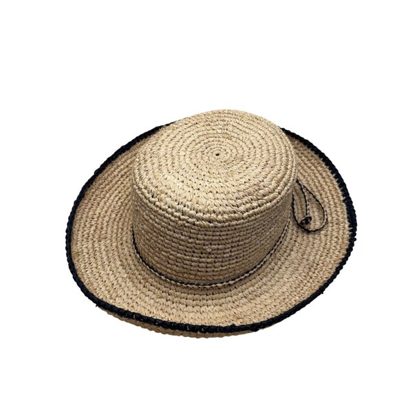 The Scala Collection Womens Natural Fiber Straw Hat Black Trim One Size - Picture 7 of 9